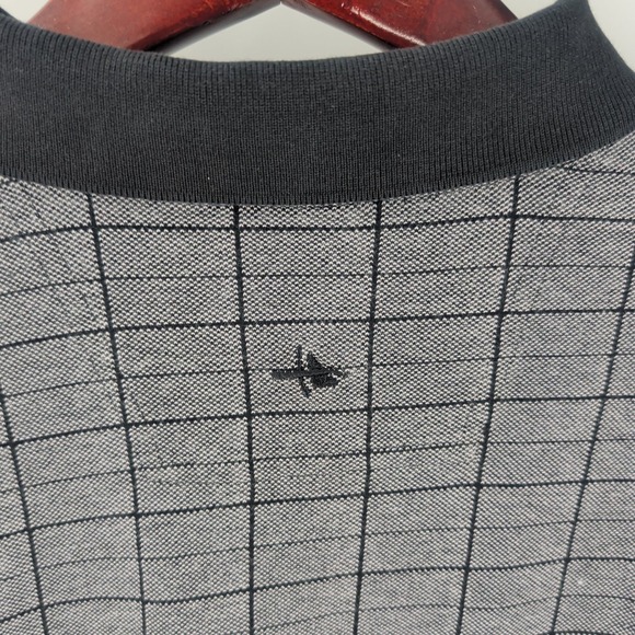 Vtg Y2K Antigua Check Monterey Police Invitational Cotton Golf Polo Gray Black M - Picture 9 of 9